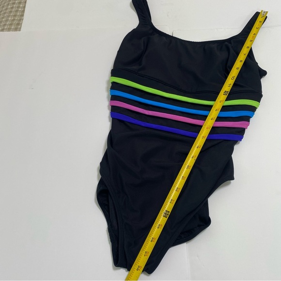 Great Lengths women’s one piece swimsuit with spandex size 14 black with stripes - Picture 7 of 8